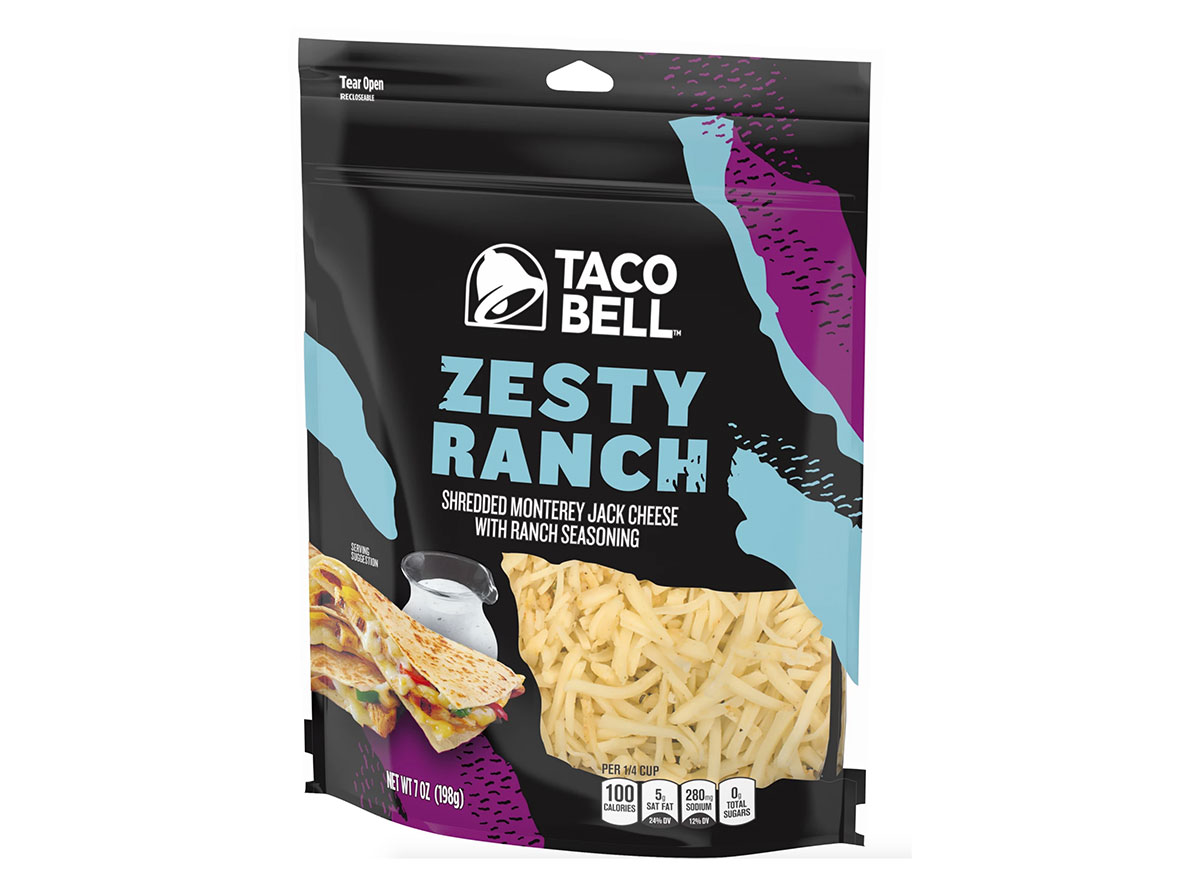 bag of taco bell zesty ranch shredded monterey jack cheese