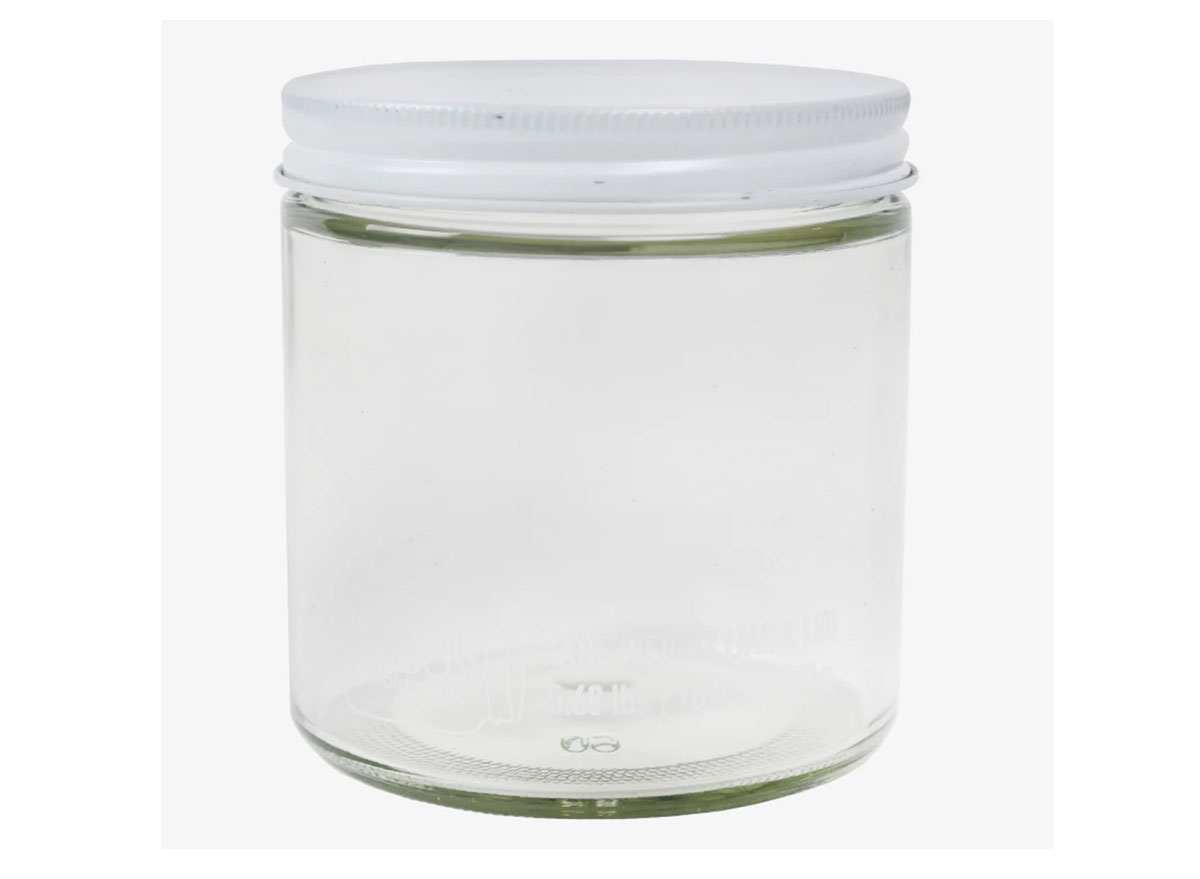 reusable glass jar printed with tare weight