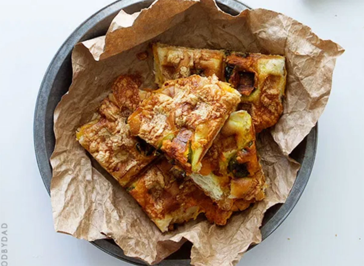 turkey jalapeno waffle melts on brown paper in bowl