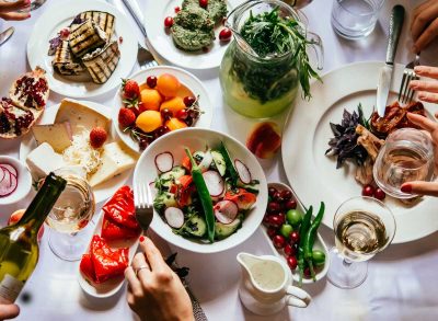 Vegetarian plant-based dinner at a restaurant