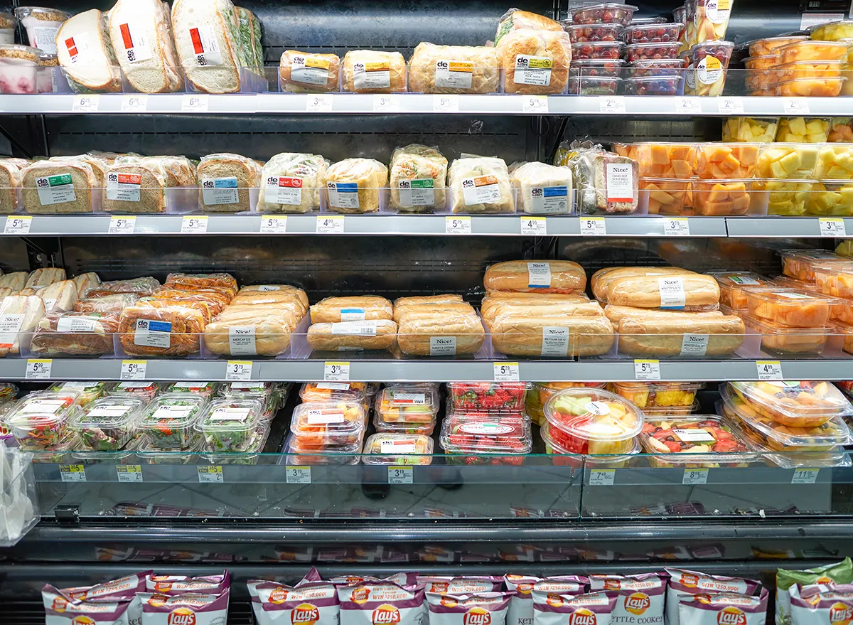 Prepared foods at Walgreens in a refrigerated case
