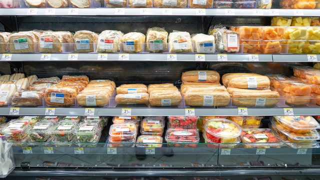Prepared foods at Walgreens in a refrigerated case