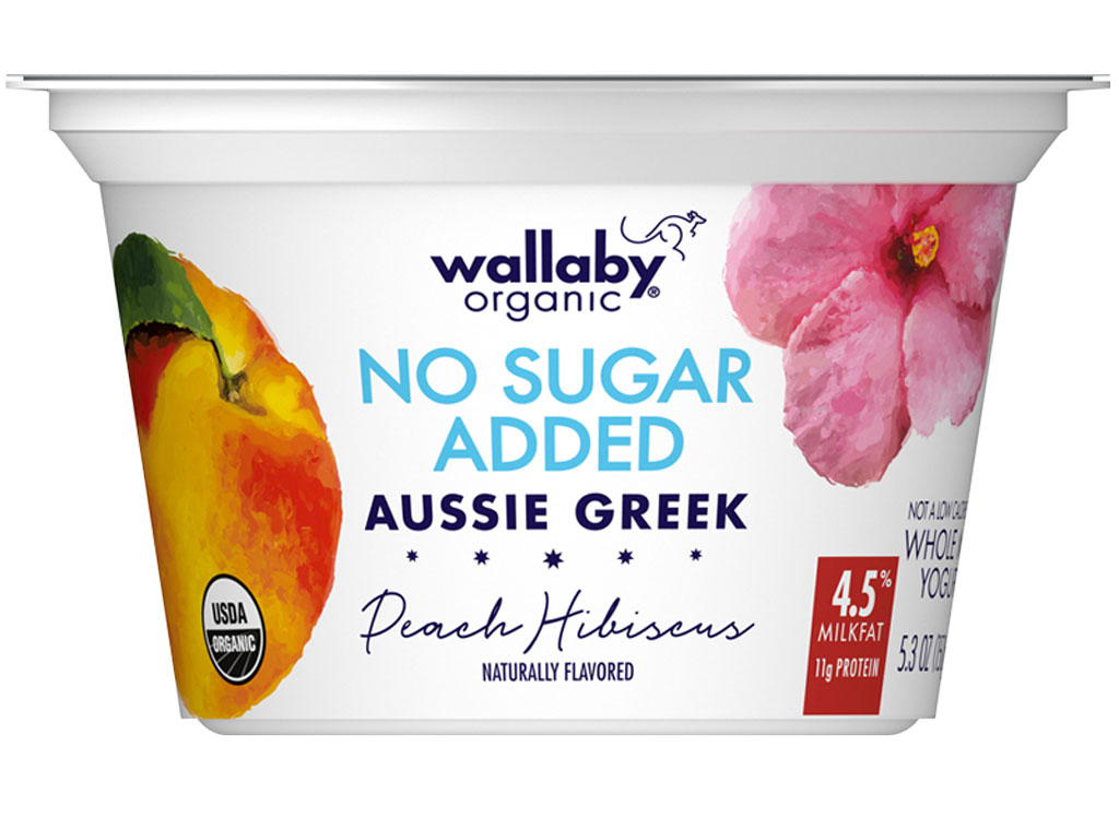 Wallaby aussie greek whole milk peach hibiscus no sugar added