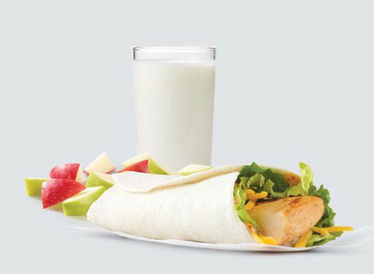 wendys chicken wrap with apples and milk