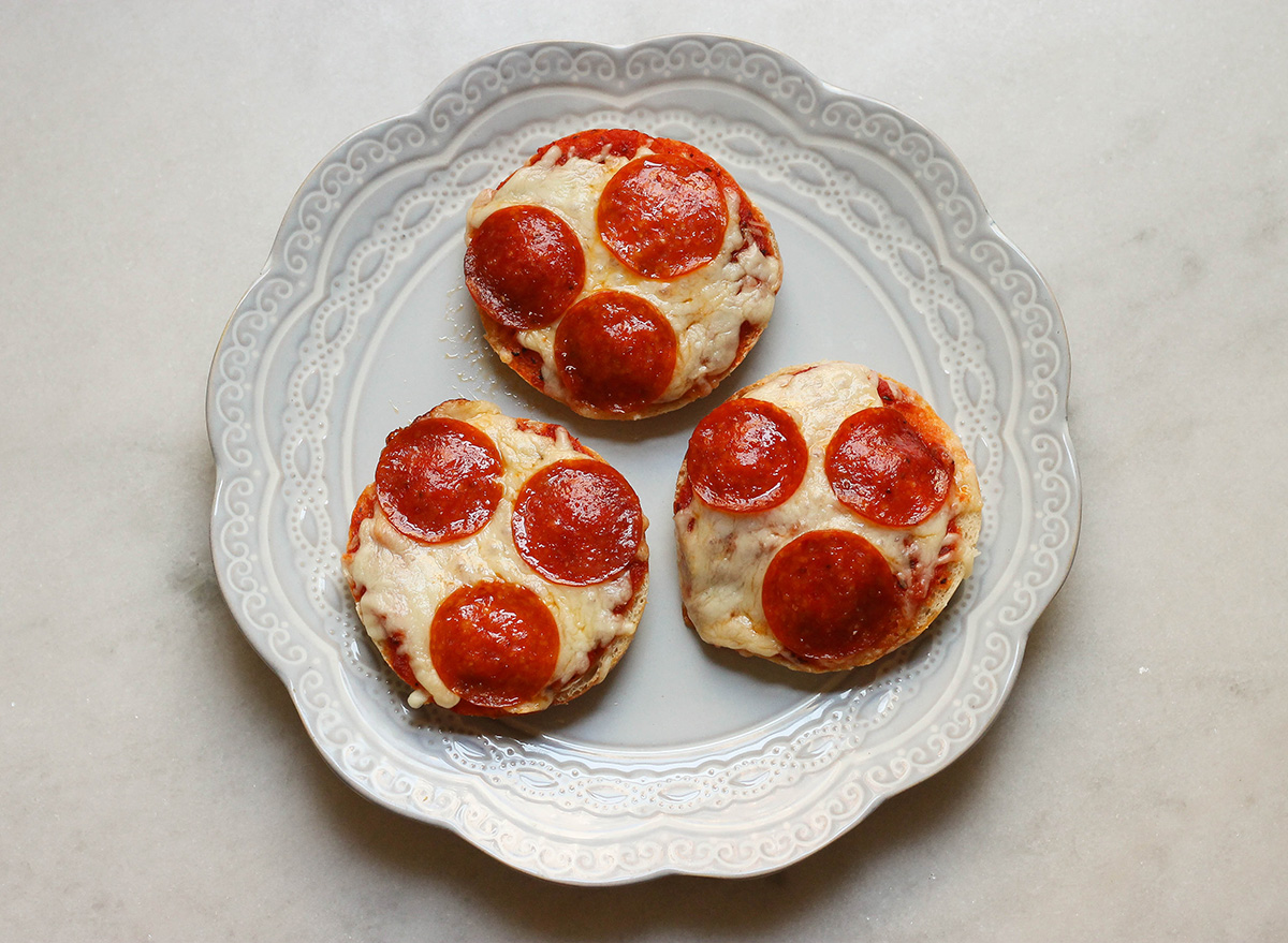 english muffin pizzas on a plate