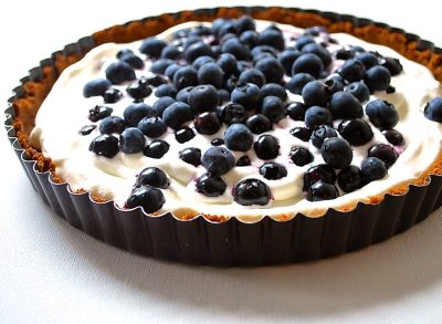 whole30 coconut fruit tart with blueberries