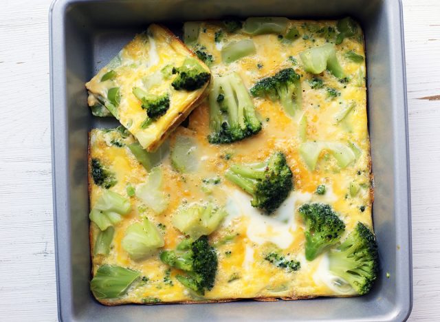 St. Patrick's day recipe whole30 veggie casserole with slice popped out