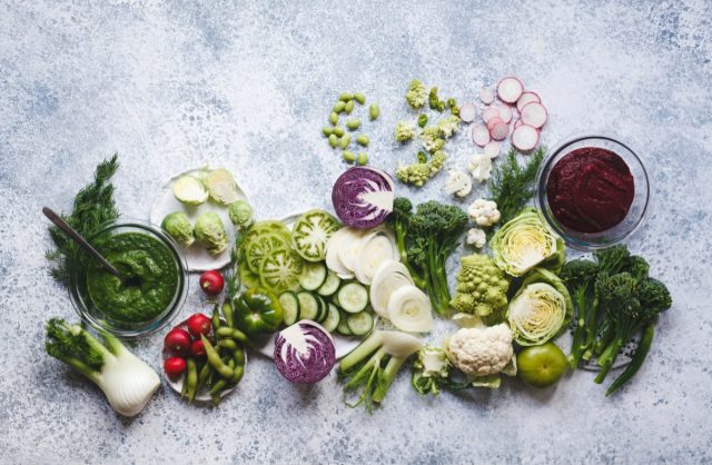 Plant based raw food vegan food cooking background