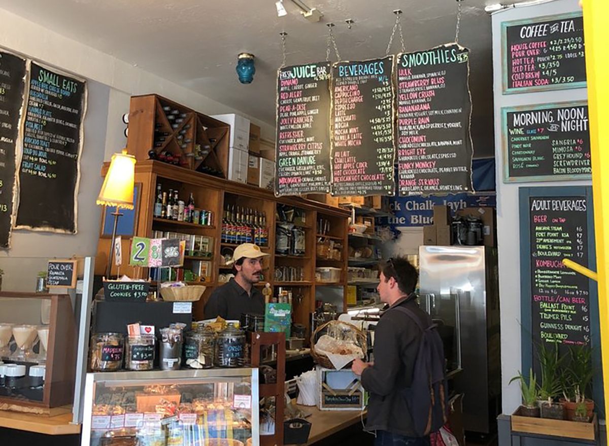 interior of blue danube coffee shop in san francisco