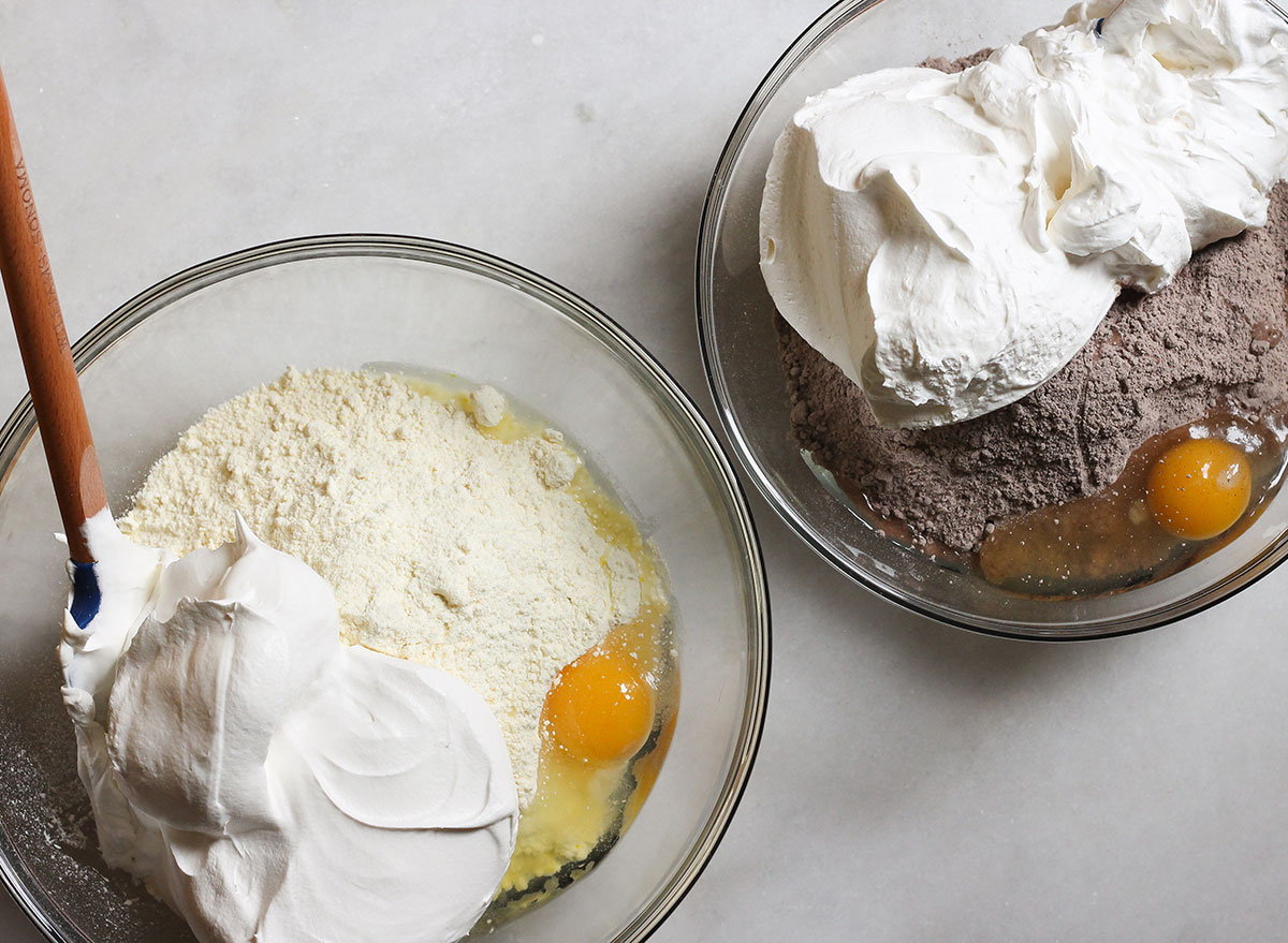 mixing ingredients together for easy cake cookies