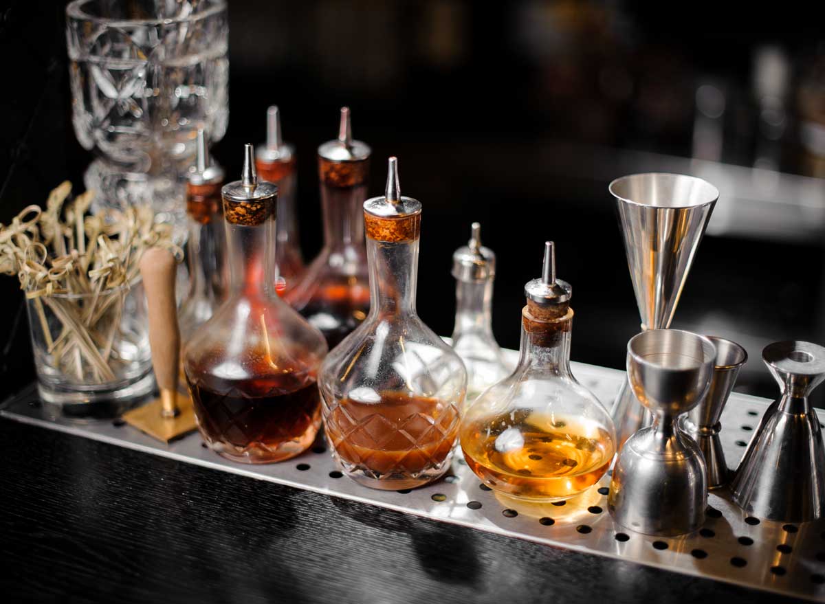 Different types of bitters shown in bar