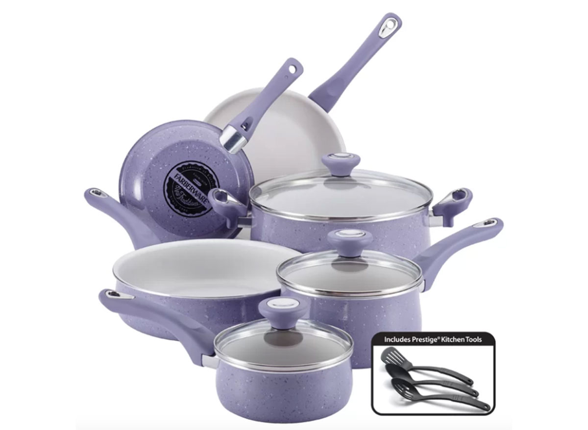 15 Piece Nonstick Cookware Set - Colored Kitchen Pots and Pans Set Nonstick  with Cooking Utensils - Purple Teal Red Blue Yellow Pots and Non Stick Pans  Set