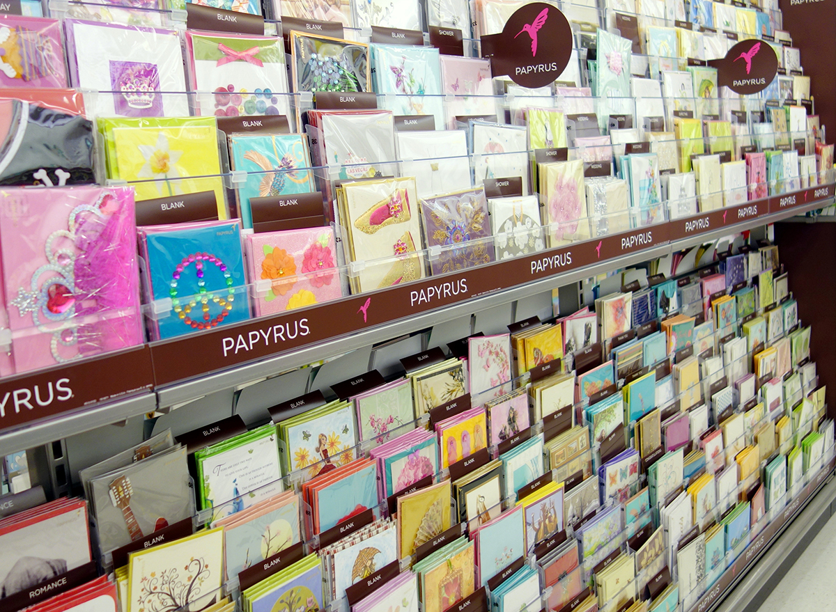 greeting card aisle of store