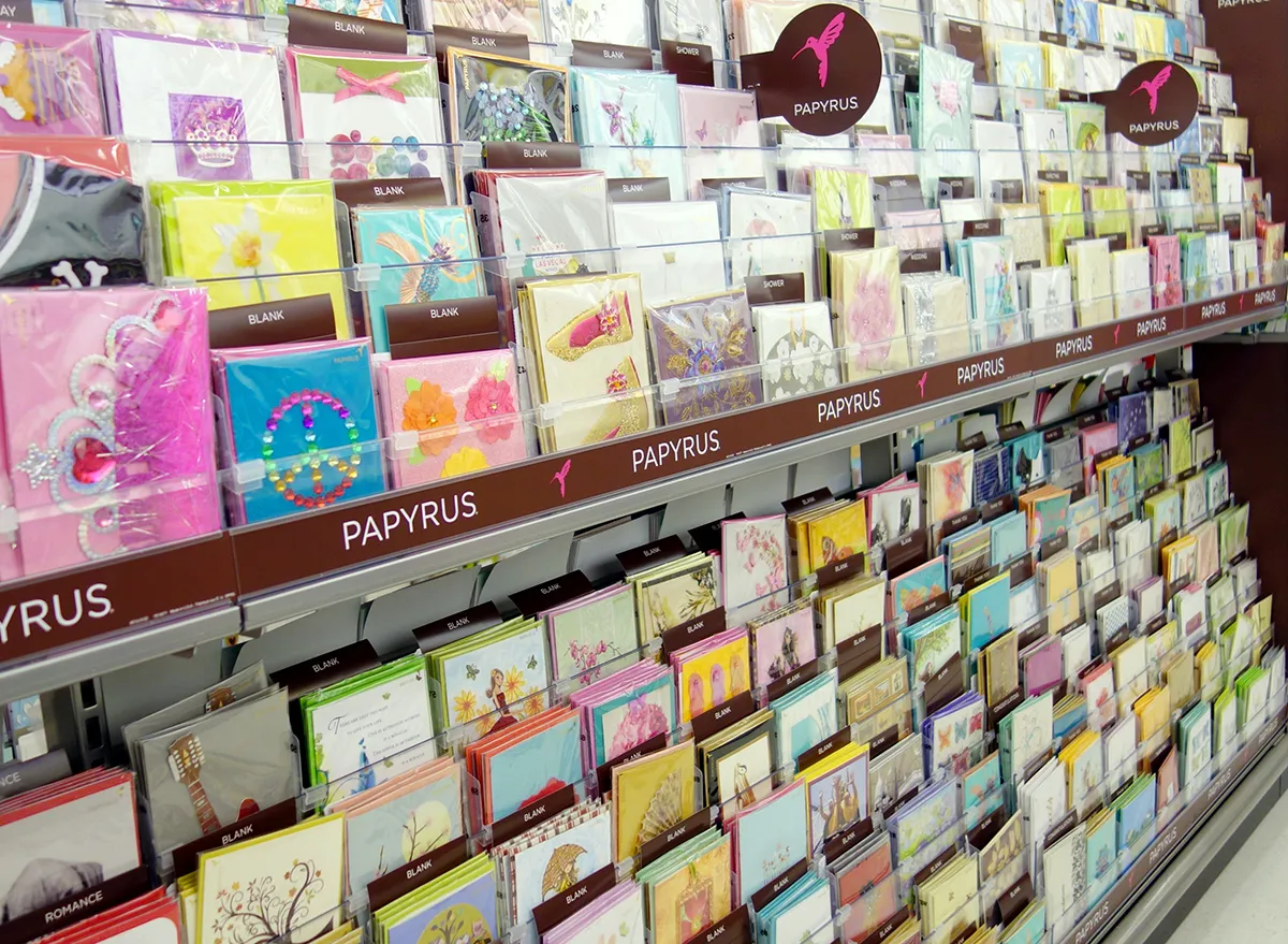 greeting card aisle of store