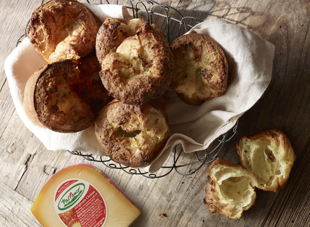 basket of herb and cheese popovers