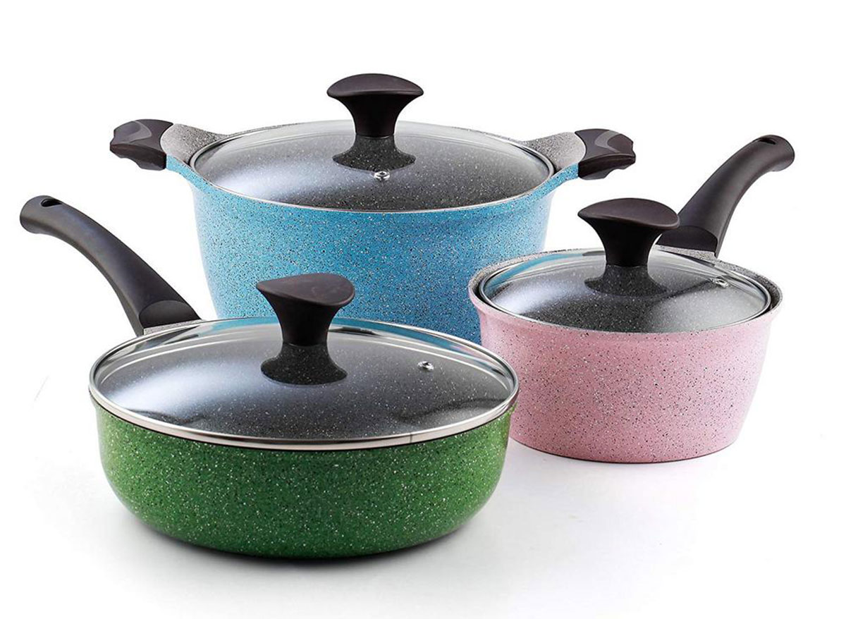 colorful pots and pans from home depot