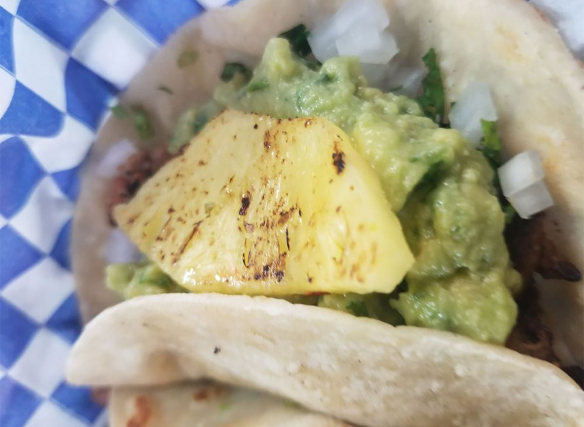 monte carlo taco with pineapple and guac