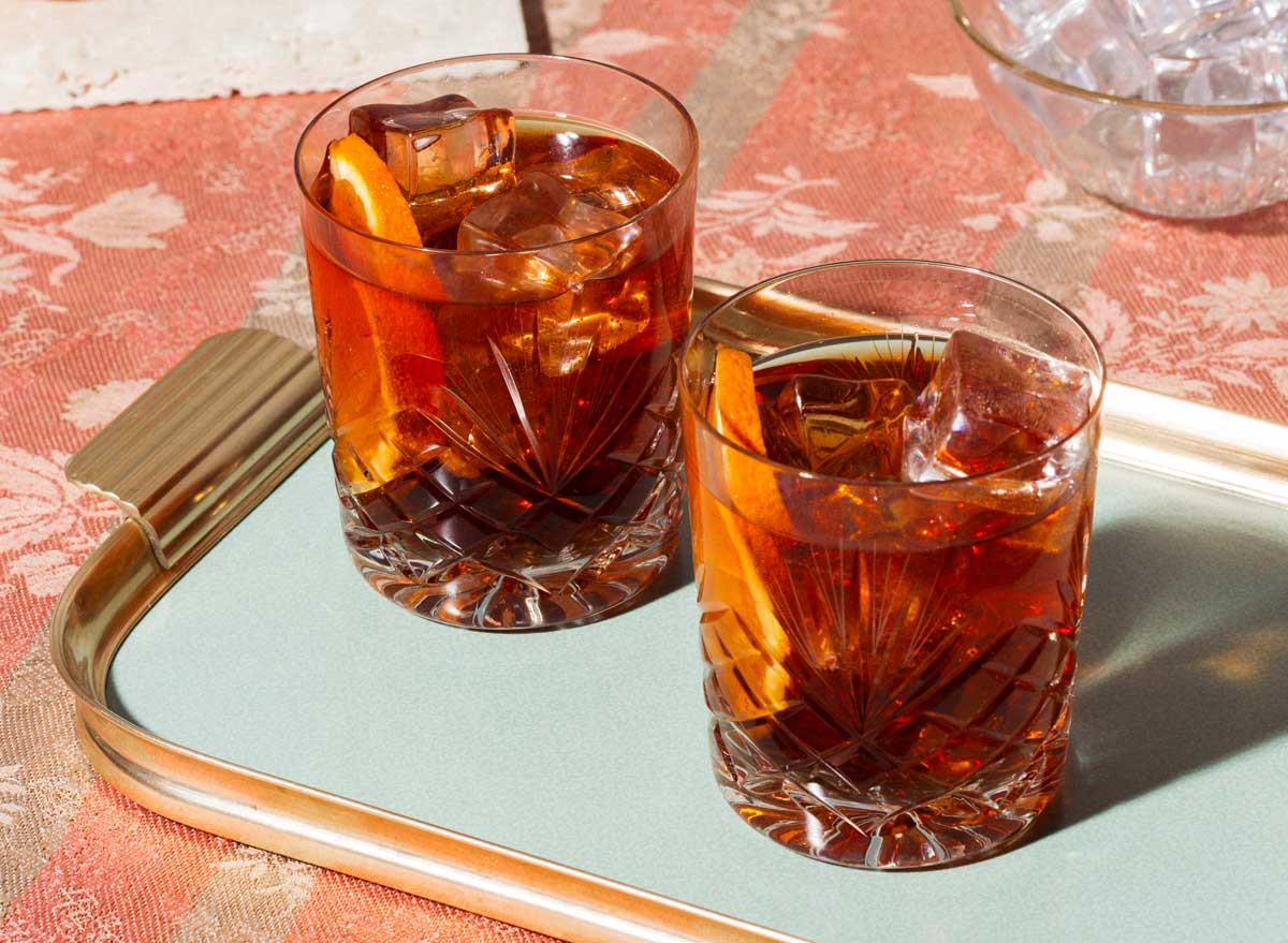 Aromatic negroni cocktail with bitters