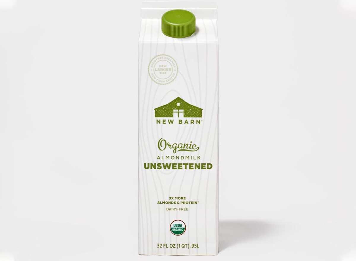 new barn organic unsweetened almond milk