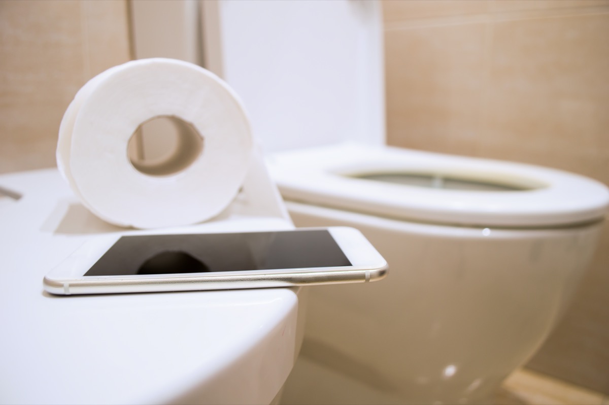toilet paper and a smart phone to work from the toilet