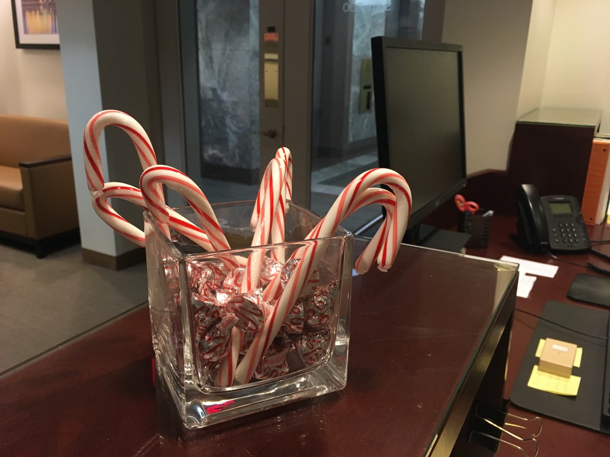 Candy Canes at Front Reception Desk