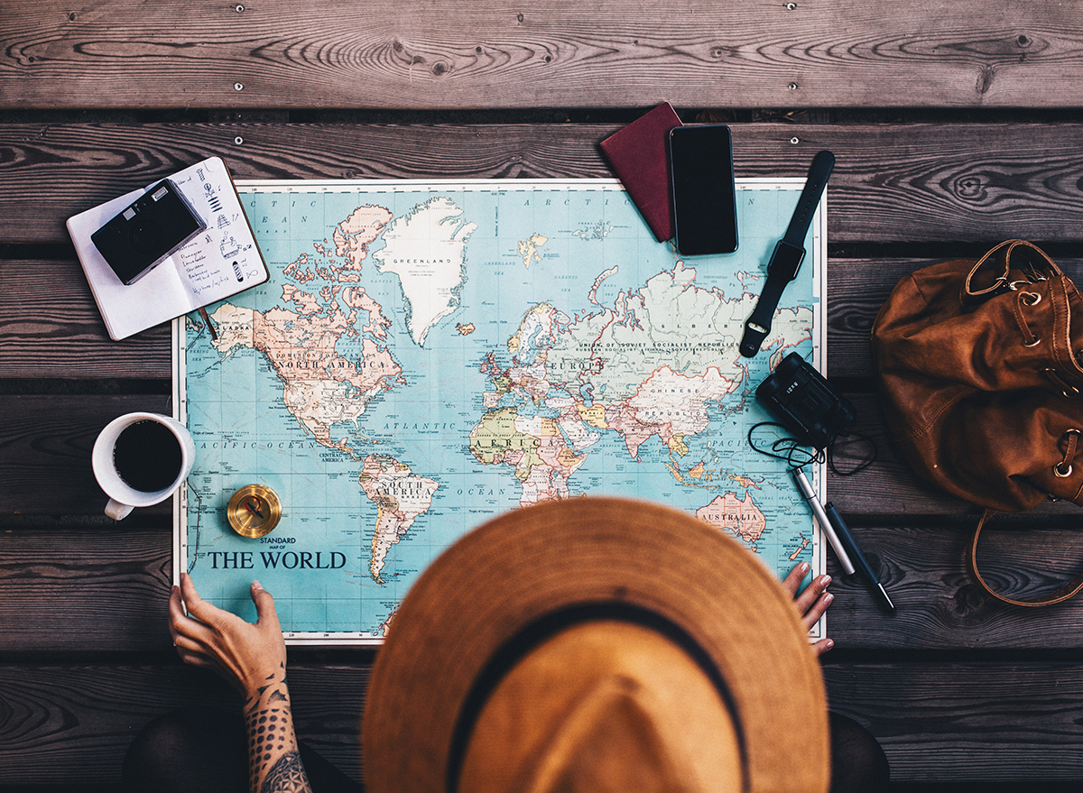 woman looking at map