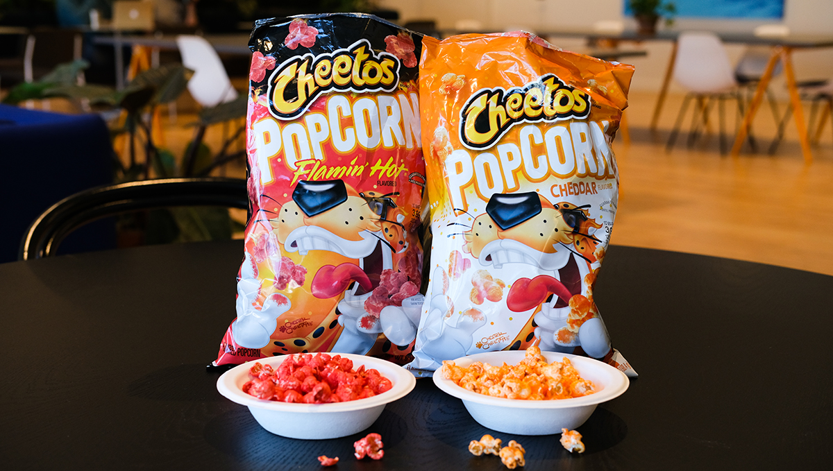 cheetos hot and cheddar popcorn
