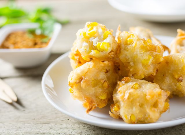 corn fritter dumplings with dip