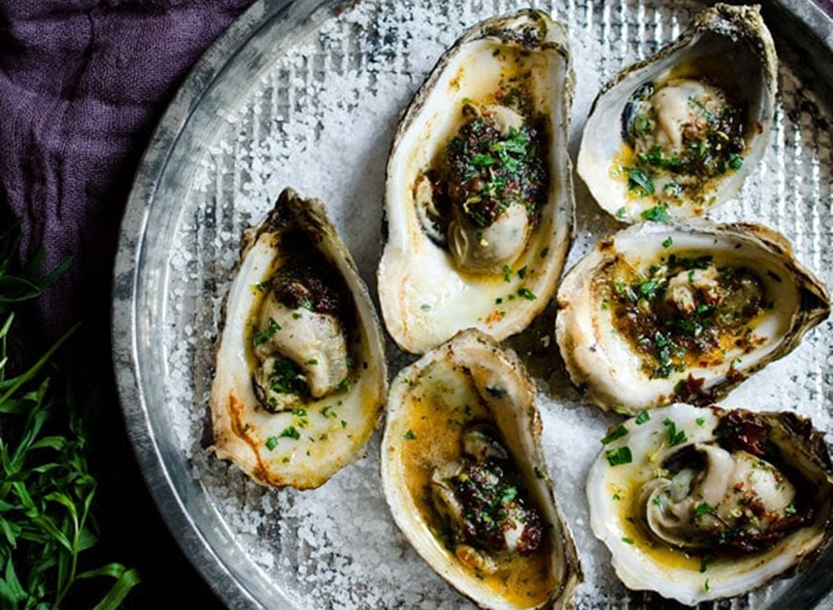 Valentine's day dinner grilled oysters