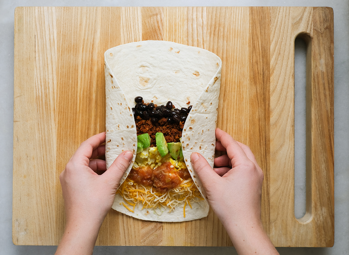 folding a burrito from the sides