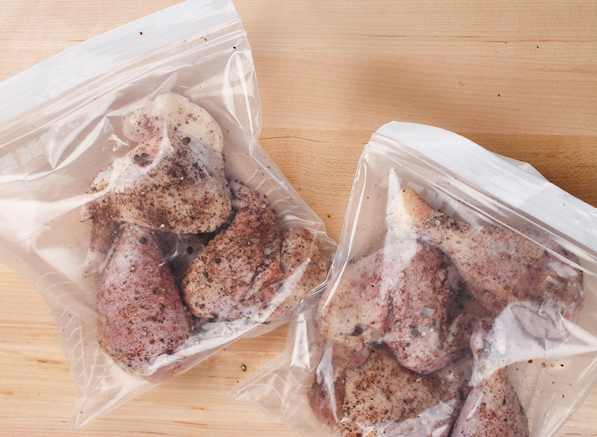 chicken with a dry brine in a plastic bag