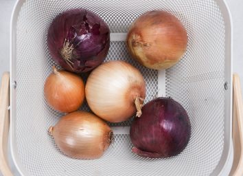 onions stored in a basket