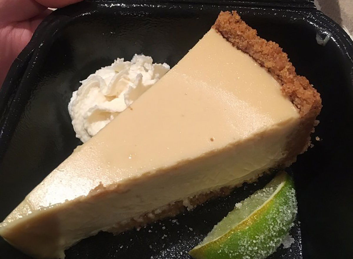 slice of key lime pie with lime slice