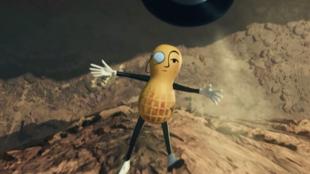mr peanut falling off a cliff and dying in an ad spot for super bowl liv