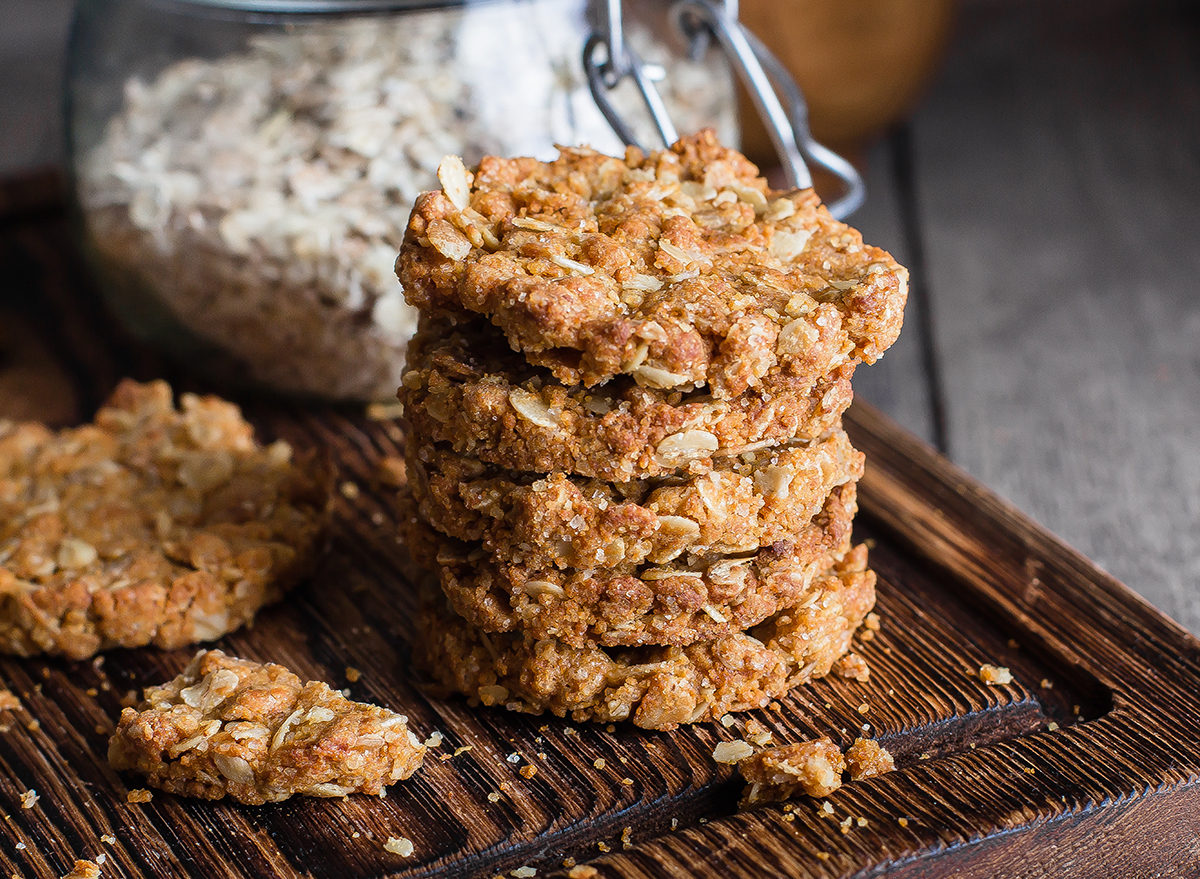 oat cookies in a stack
