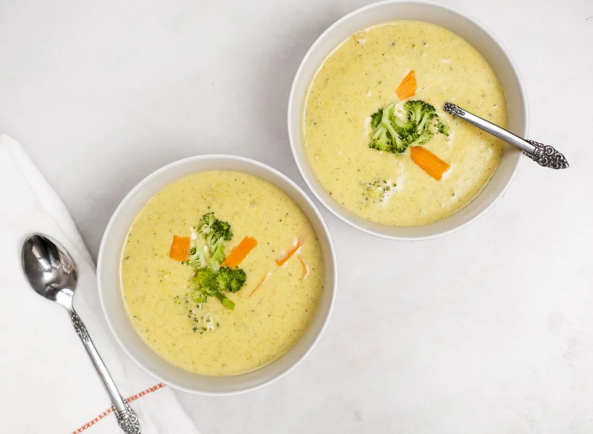 bowls of copycat broccoli cheddar soup