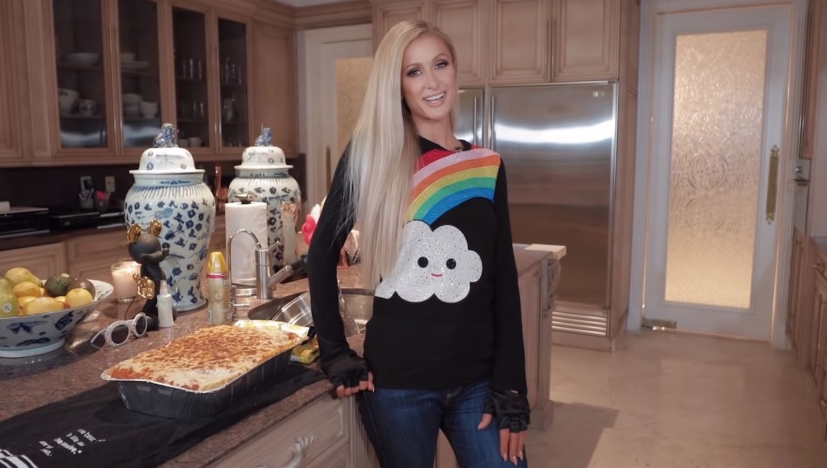 screenshot of paris hilton in her new cooking show cooking with paris