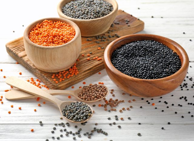 Black lentils red lentils puy lentils