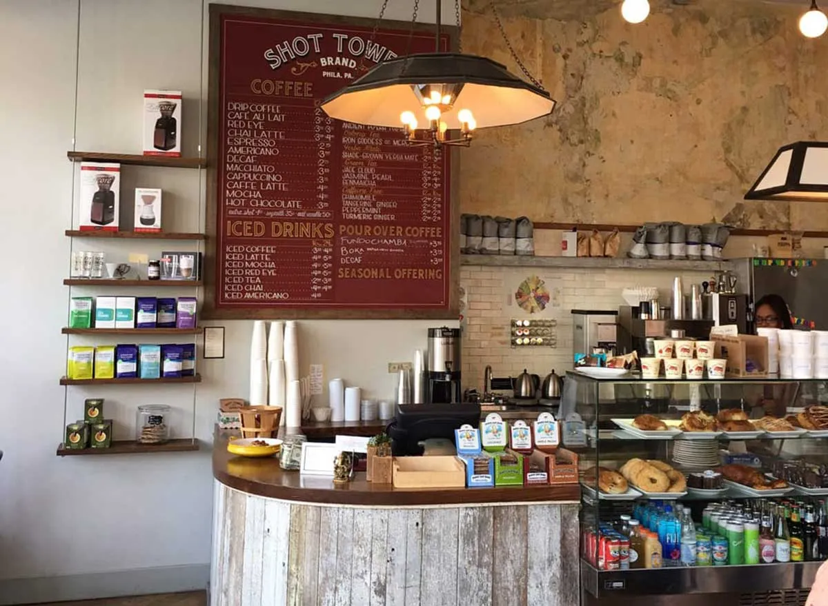 coffee bar at shot tower coffee shop in Philadelphia