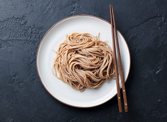 soba on a white plate