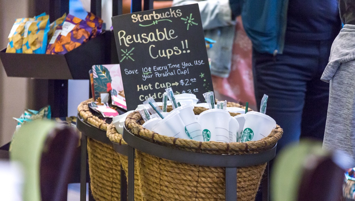 starbucks reusable plastic cups are an effort in sustainability