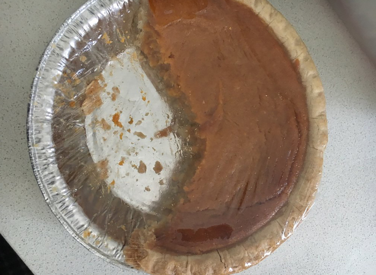 whole sweet potato pie in pan