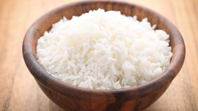 white rice brown bowl