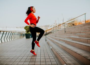 View at young woman exercising outside