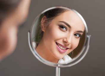 Portrait of a young brunette cosmetics beauty