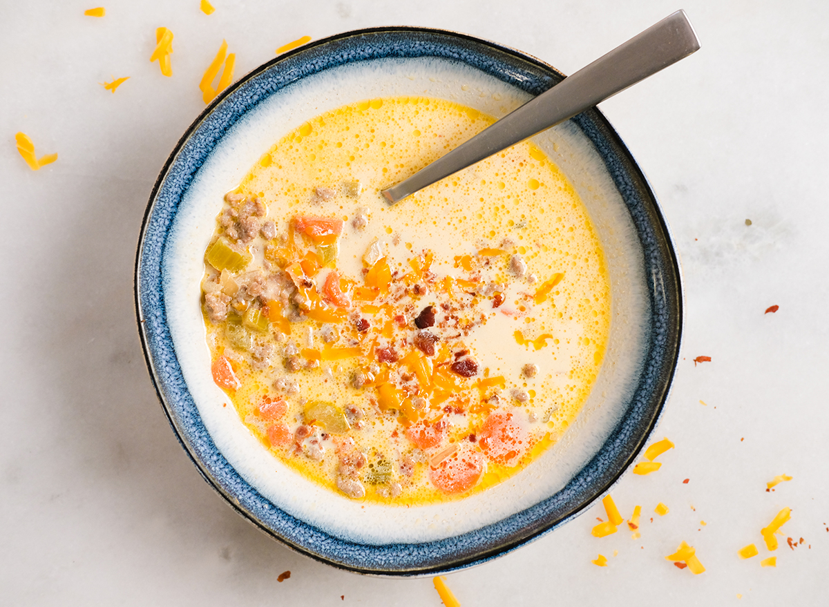 bowl of keto cheeseburger soup