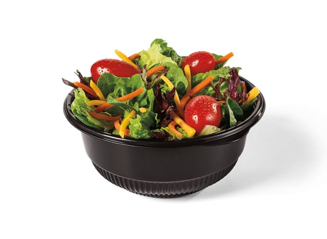 side salad from Jack in the Box in a black bowl
