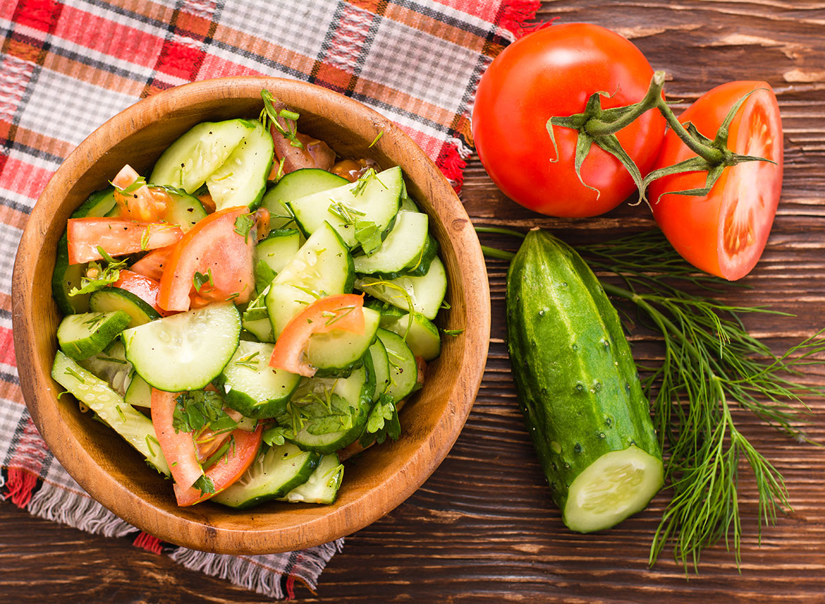 Tomatoes and cucumbers salad