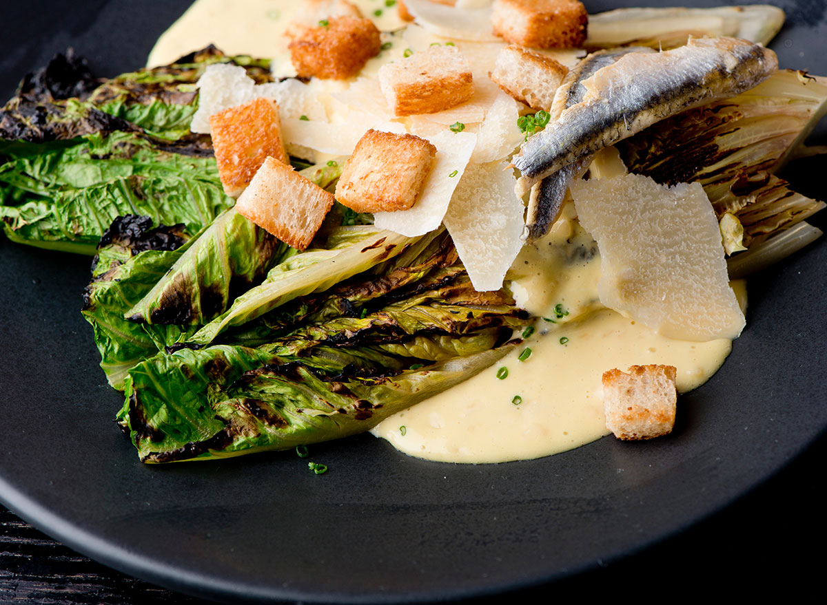 Caesar grilled romaine lettuce salad