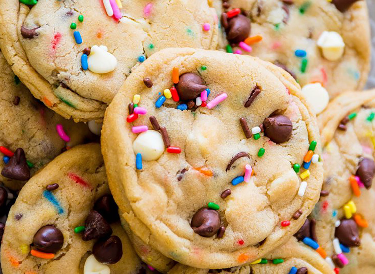 chocolate chip cookies with rainbow sprinkles